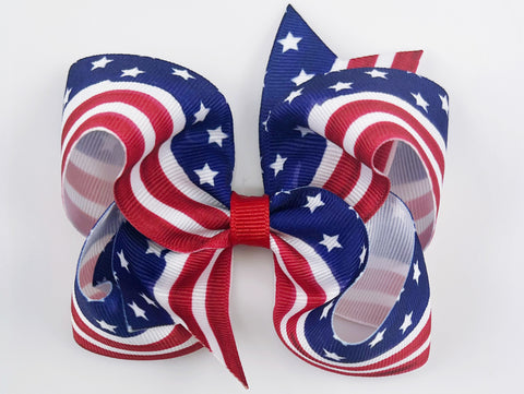 American flag girls hair bow