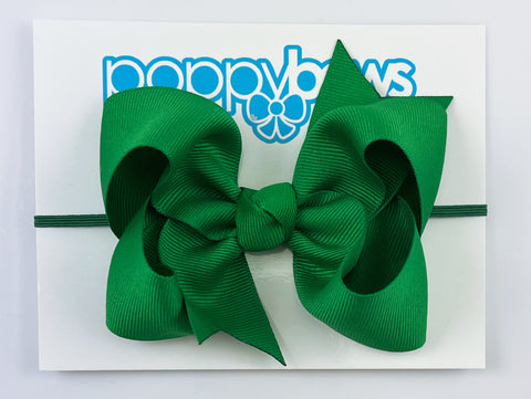 Christmas green baby girl headband with big ribbon bow