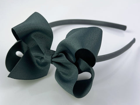 charcoal dark gray girl bow headband