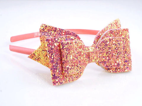 Rose Gold Glitter Bow Headband