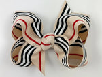 khaki black red hair bow