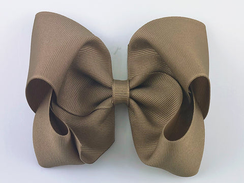taupe tan 5 inch girls hair bow