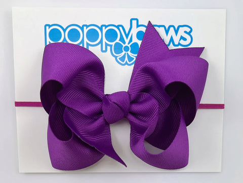 bright purple baby girl bow headband