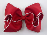 red and white moonstitch 5 inch large girls hair bow