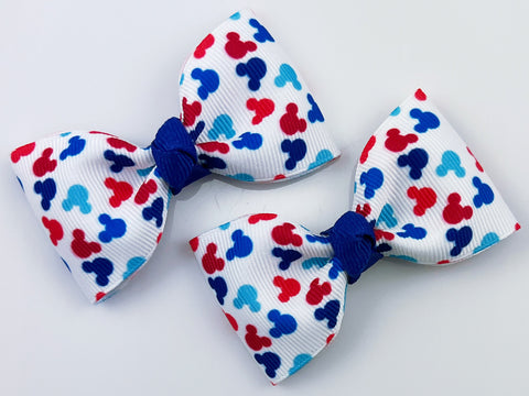 red white and blue hair bow clips for baby girls