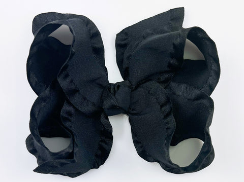 black ruffle hair bow