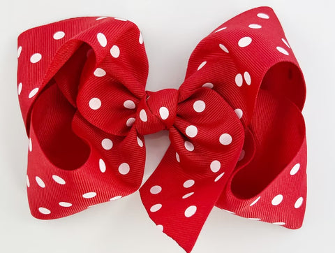 red polka dot hair bow