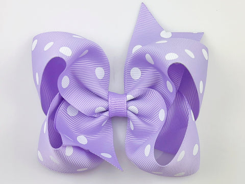 purple dot hair bow
