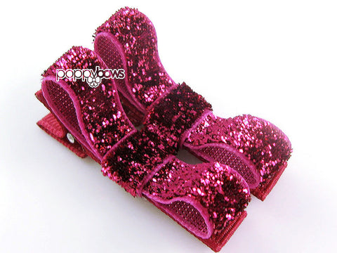hair bow clips pink glitter for babies