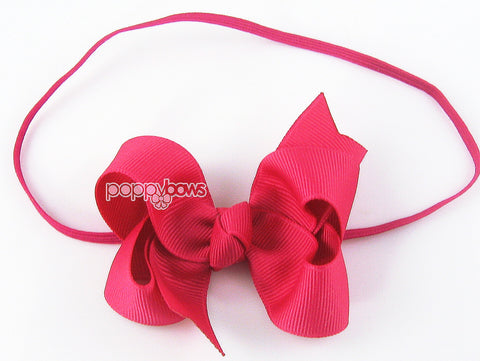 bright pink baby girls bow headband