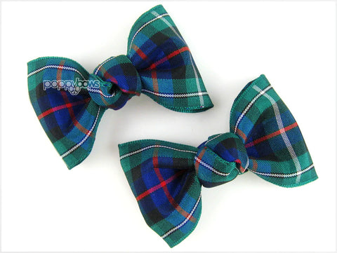 navy blue and green school uniform plaid hair bows for girls