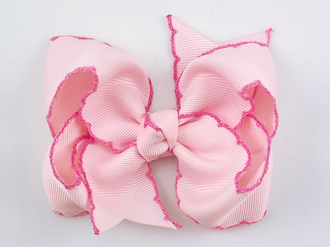 pink moonstitch hair bow