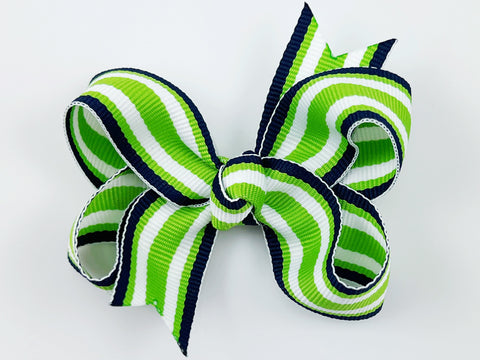 navy and lime green 3 inch hair bow