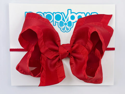 red ruffle ribbon 4 inch baby bow headband