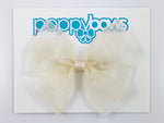 ivory cream sheer hair bow