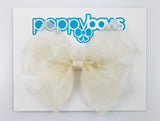 ivory cream sheer hair bow