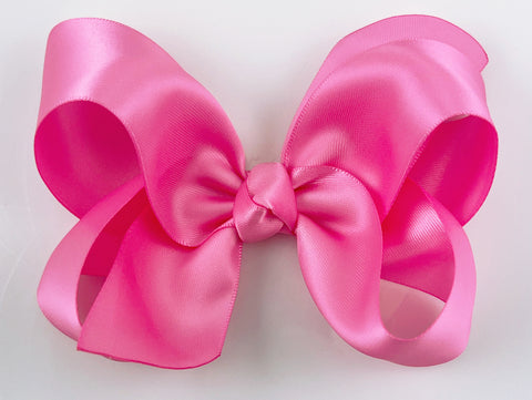 hot medium pink satin hair bow