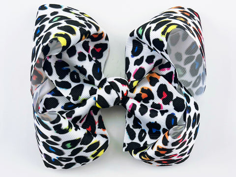 Rainbow Leopard 5 inch Hair Bow