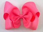 florescent neon pink girls hair bow 5 inch