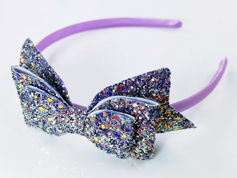 Lavender Glitter Bow Headband