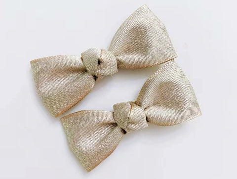 light gold hair bows on clip for baby girls