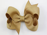 khaki tan baby girl 3 inch hair bow