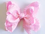 Light Pink Ruffled Satin 6 inch Hair Bow