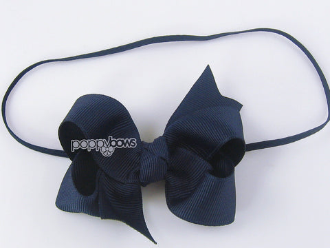 navy blue baby girl ribbon bow headband