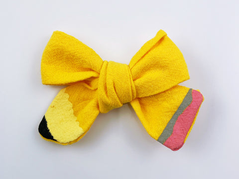 Last One - Yellow Pencil School Girls Hair Bow