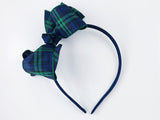School Plaid Bow Headband | Black Watch