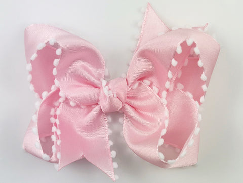 pink pom pom hair bow