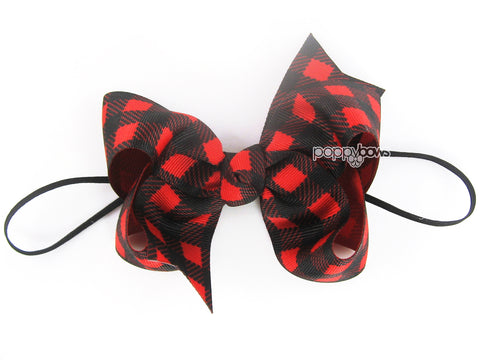 red and black buffalo plaid baby bow headband