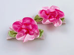 Baby Hair Clips - Two-Tone Pink Cabbage Roses
