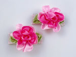 Baby Hair Clips - Two-Tone Pink Cabbage Roses