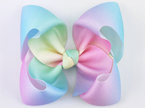 pastel rainbow ombre girls 5 inch hair bow
