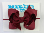 dark cranberry red baby bow headband