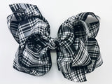 black and white plaid hair bow for girls