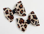 leopard hair bows, cheetah hair bows, wild cat print