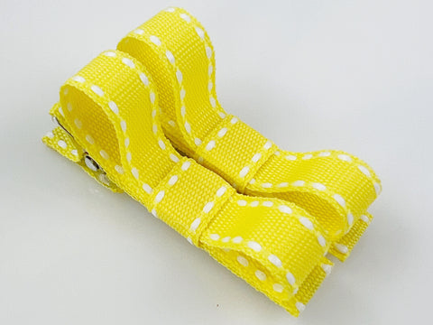 hair bow clips for babies for girls yellow saddle stitch