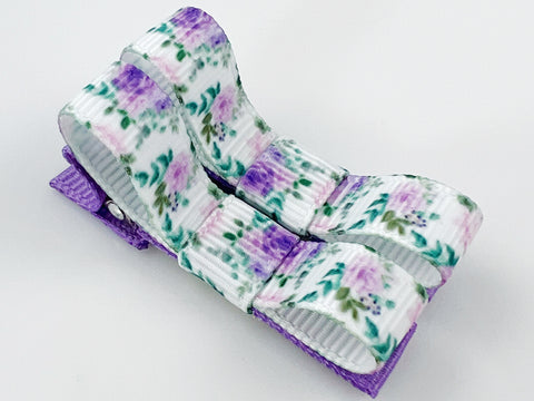 hair bow barrettes for girls purple flowers