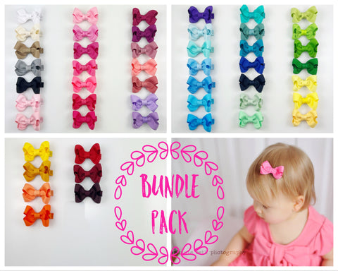 2 inch small baby girl hair bows bundle pack