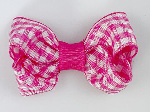 pink gingham hair bow