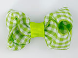 lime green gingham baby girls small hair bow 2 inch
