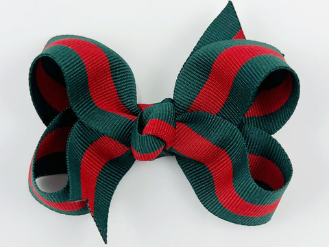 Dark Green and Red 3 Inch Hair Bow