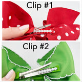 Red Apple Moon-stitch 6 inch Hair Bow