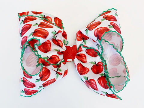 red apple hair bow