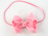 pink baby headband with ribbon bow