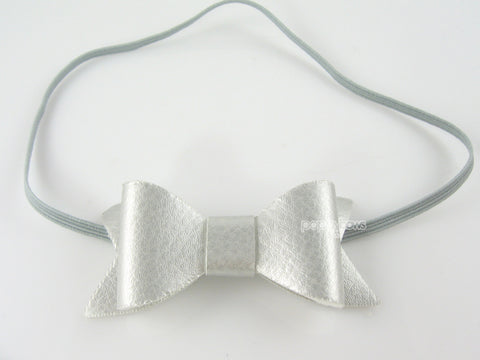silver baby bow headband