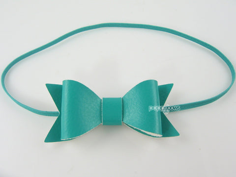 teal blue baby headband with bow