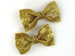 hair bow clips gold glitter for babies and girls